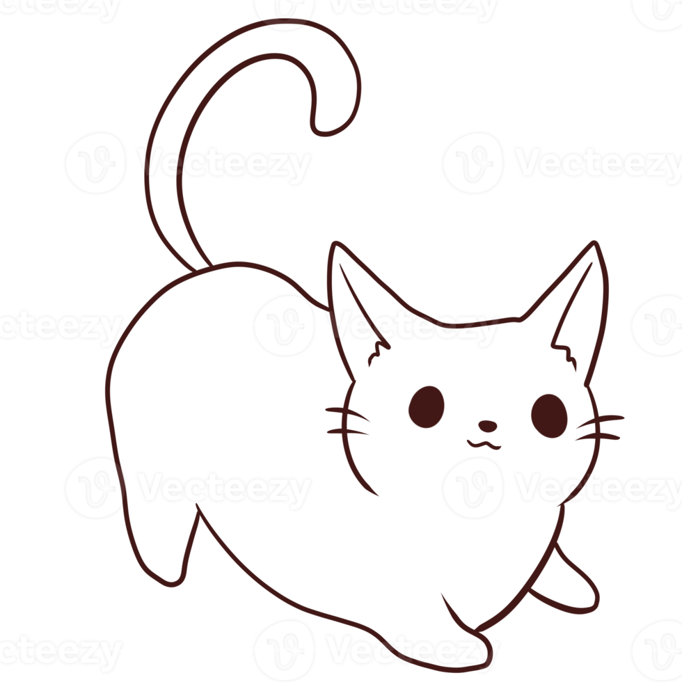 cat cartoon animal doodle kawaii anime coloring page cute illustration clip art character png