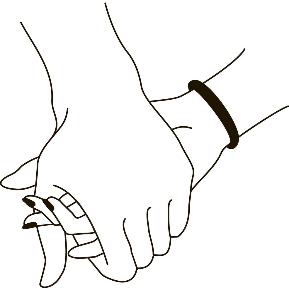Holding hands with tenderness and love, contact of palms couple holding hands symbol of unity and safety vector