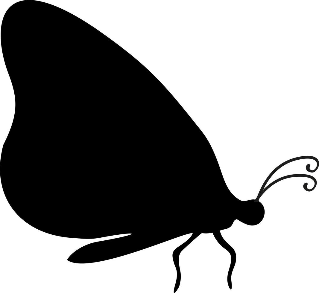 Silhouette of butterfly, side view, vector illustration