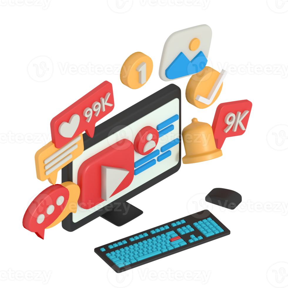 3D-Modellierung von Video-Streaming im Computer png