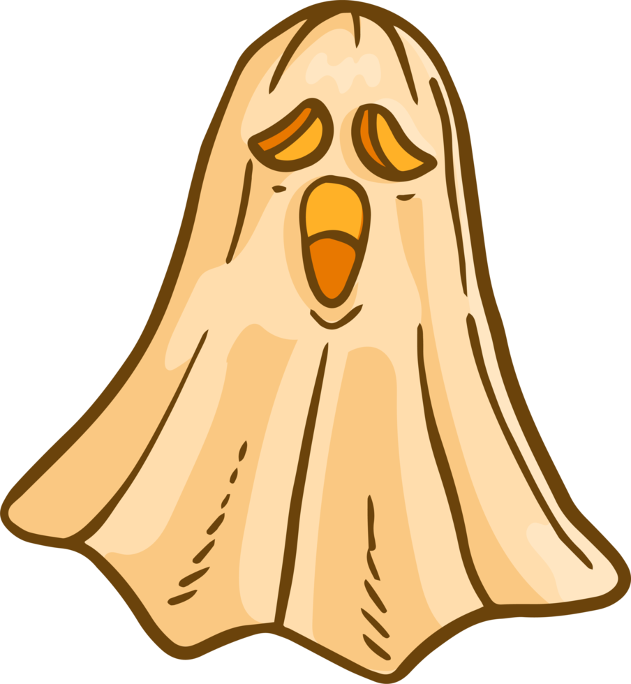 Hand drawn Flying Ghost Halloween Doodle Illustration png