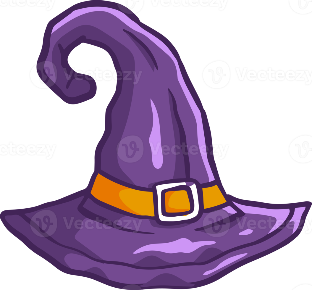 illustration de doodle halloween chapeau de sorcière dessiné à la main png