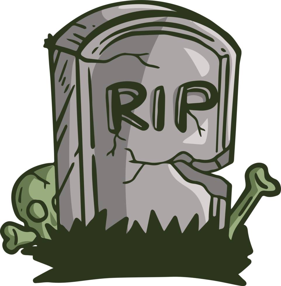 ilustración de doodle de halloween de lápida sepulcral png