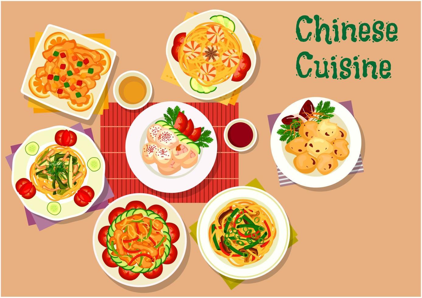 Chinese cuisine icon for restaurant menu design vector