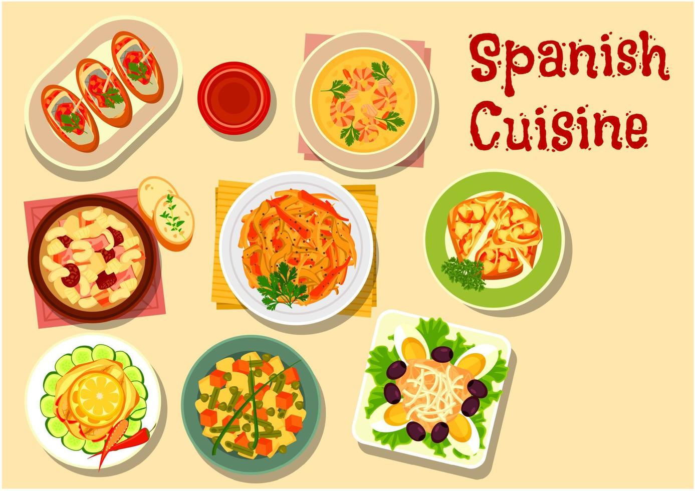 icono de almuerzo de cocina española para el diseño de alimentos vector