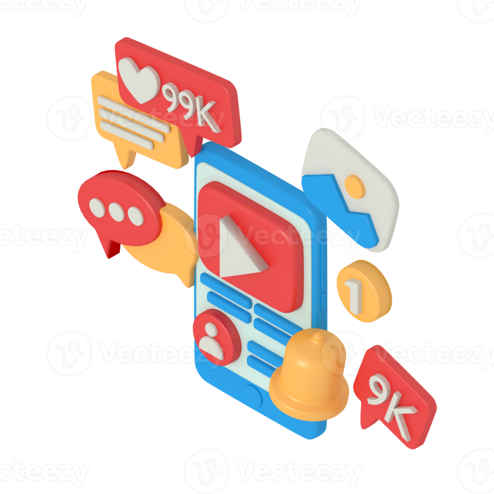 3D-modellering av sociala medier video i telefonen png