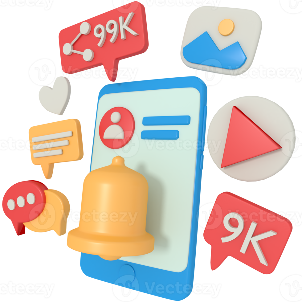 3d illustration of Online Chat Notification in phone png