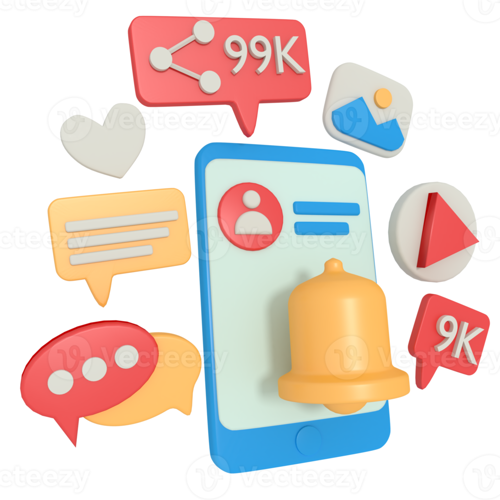 3d illustration of Online Chat Notification in phone png