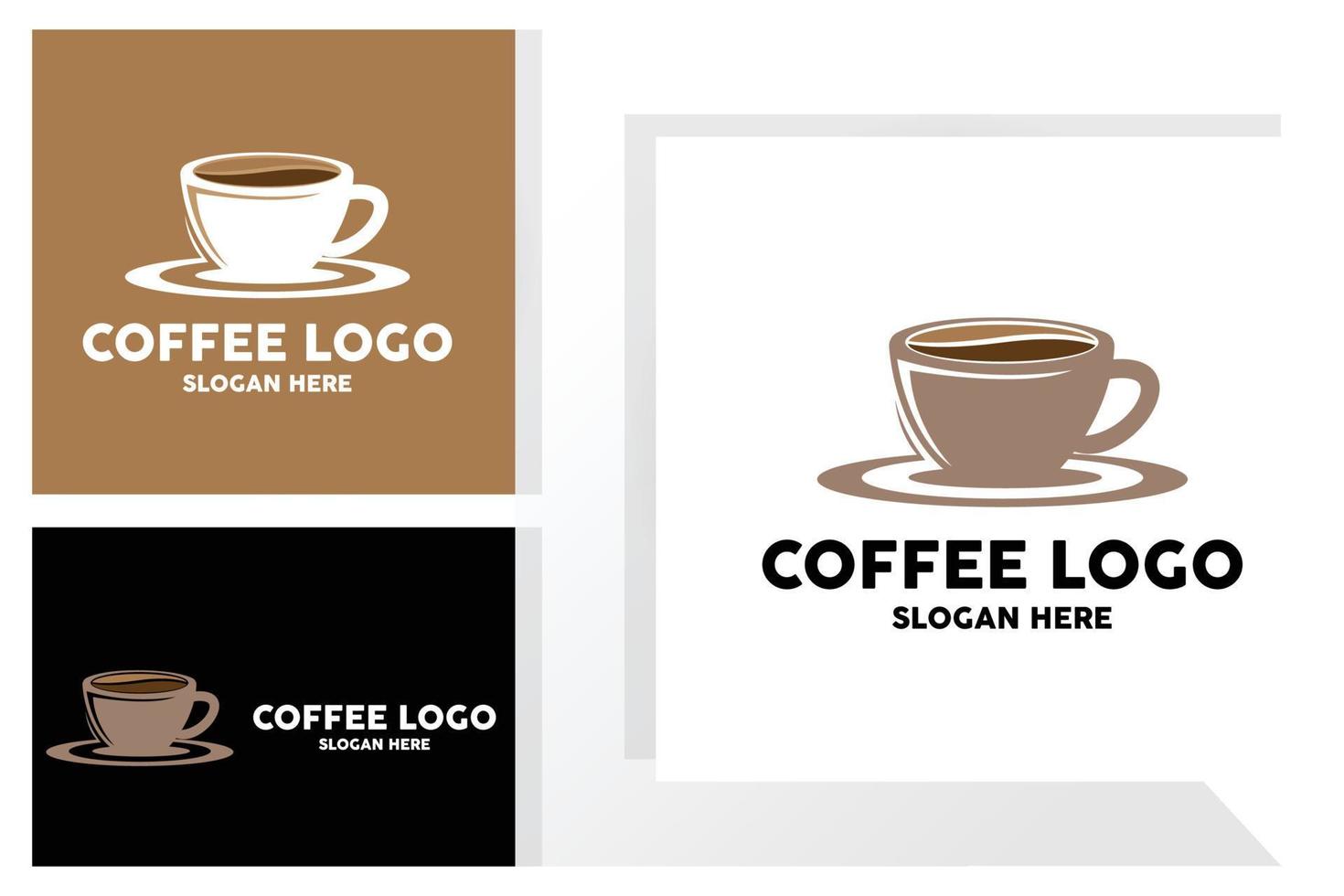 diseño de logotipo de bebida de grano de café en ilustración de vector de color marrón