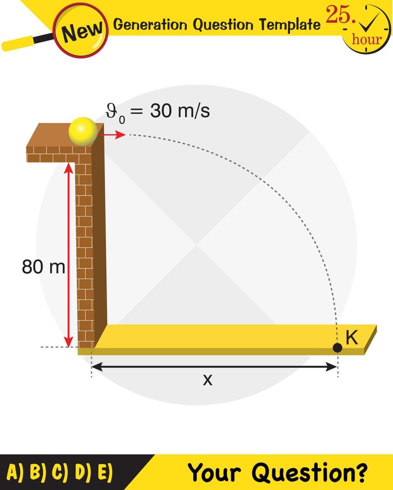 Physics, vector illustration of a forces and motion, vectors, shot