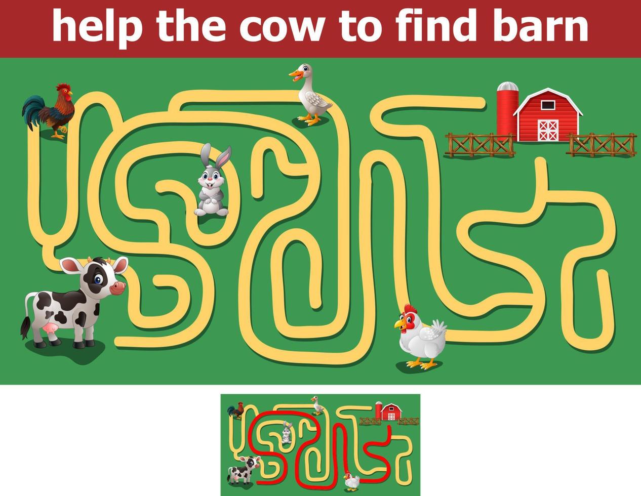 Help the cow to find barn vector