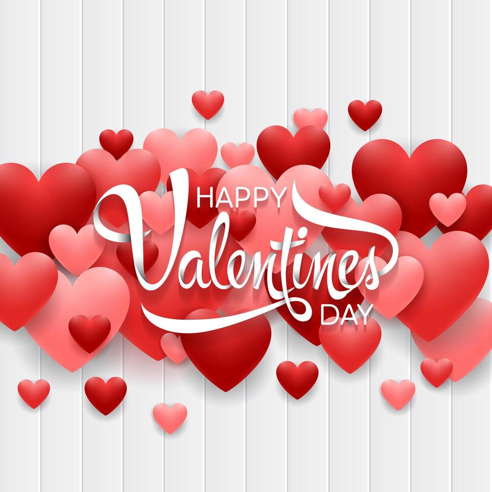 Happy valentines day background with red heart vector