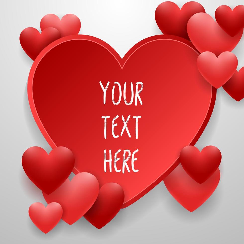Happy valentines day with red heart on white background vector