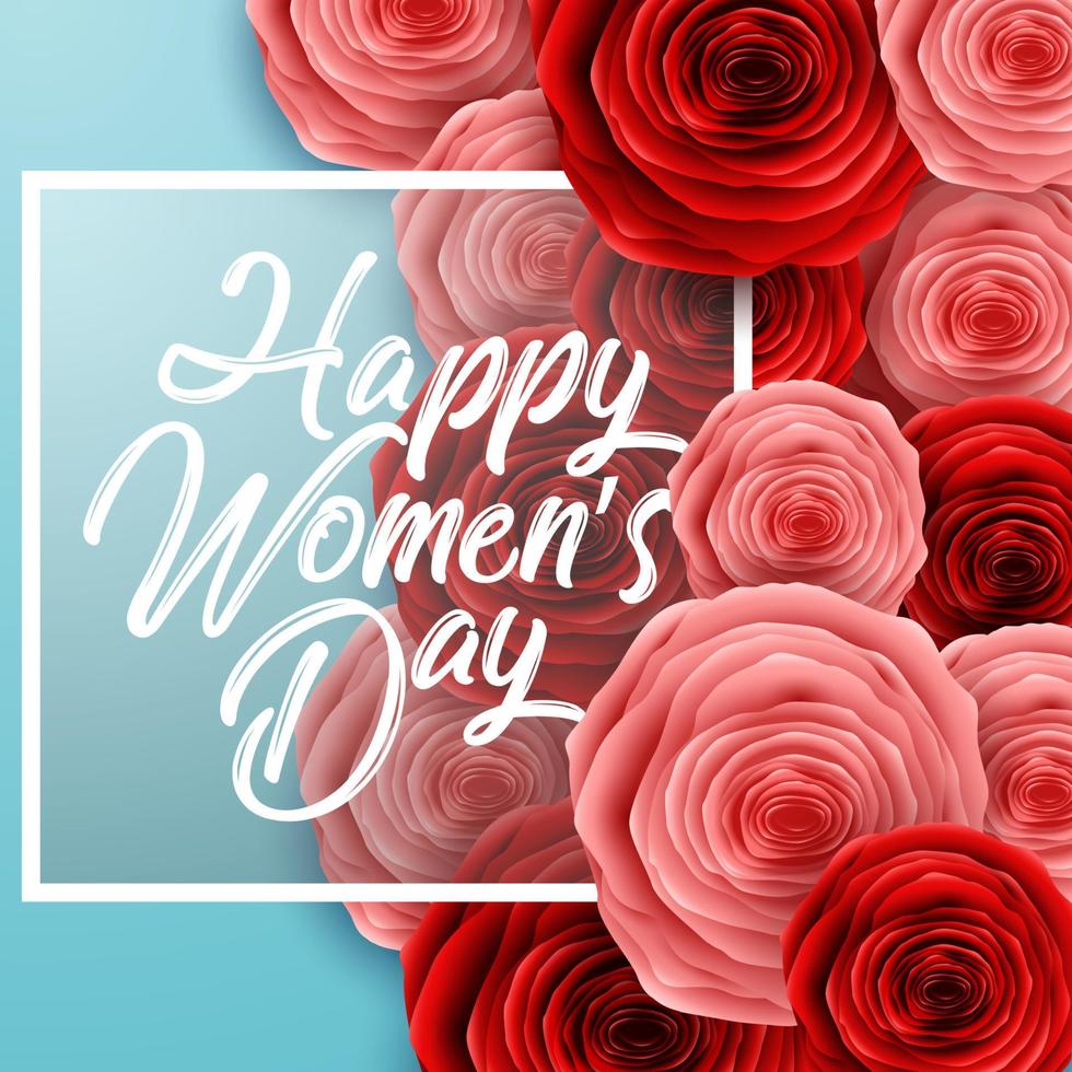 International Happy Women's Day. Square Frame Luxury for space for text on blue background vector