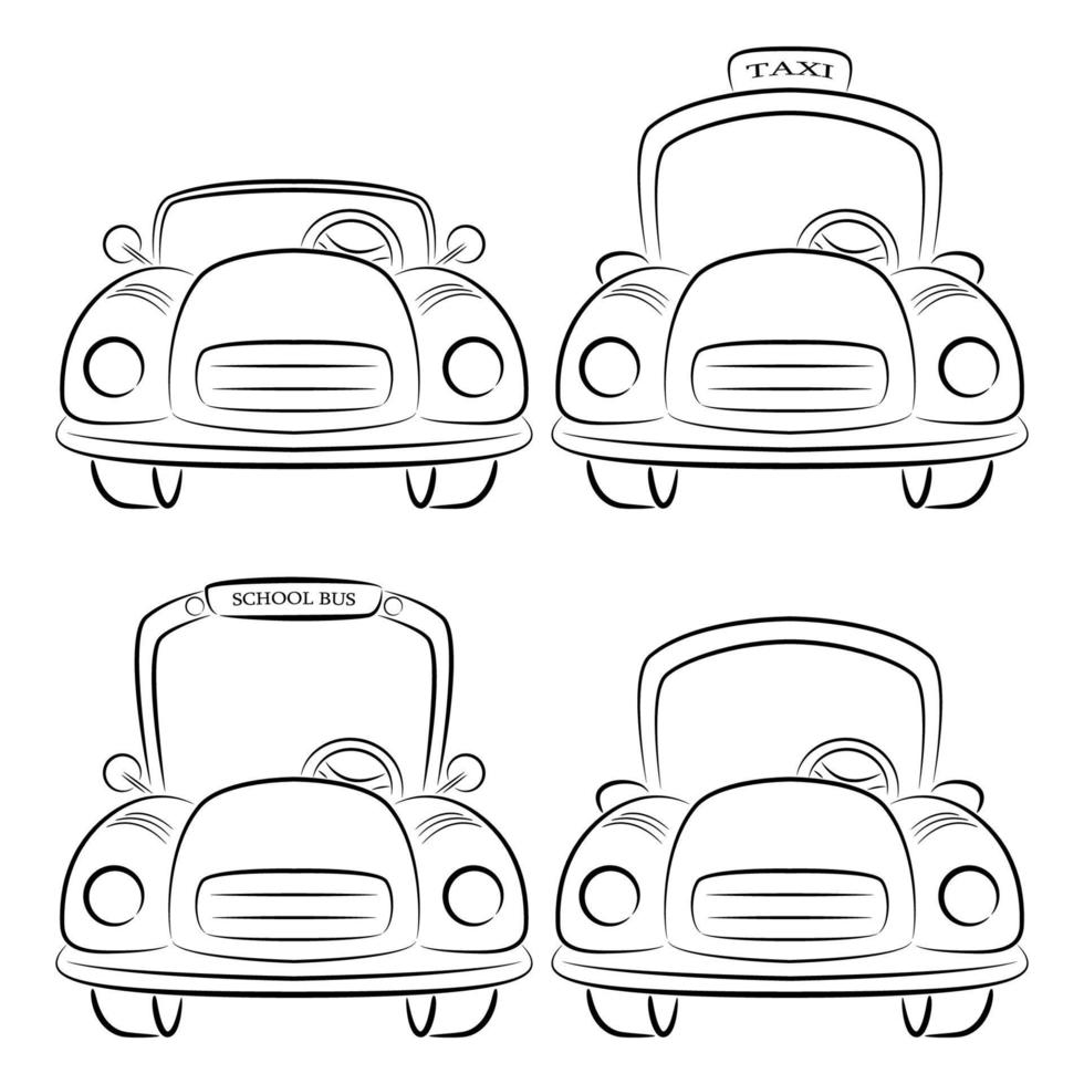 silueta de la vista frontal de los símbolos del coche vector