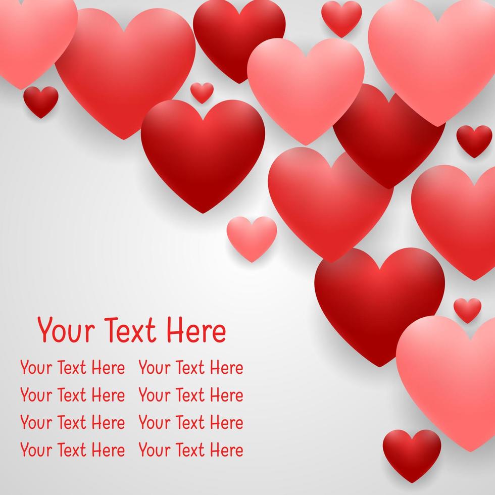 Happy valentines day with red heart on white background vector