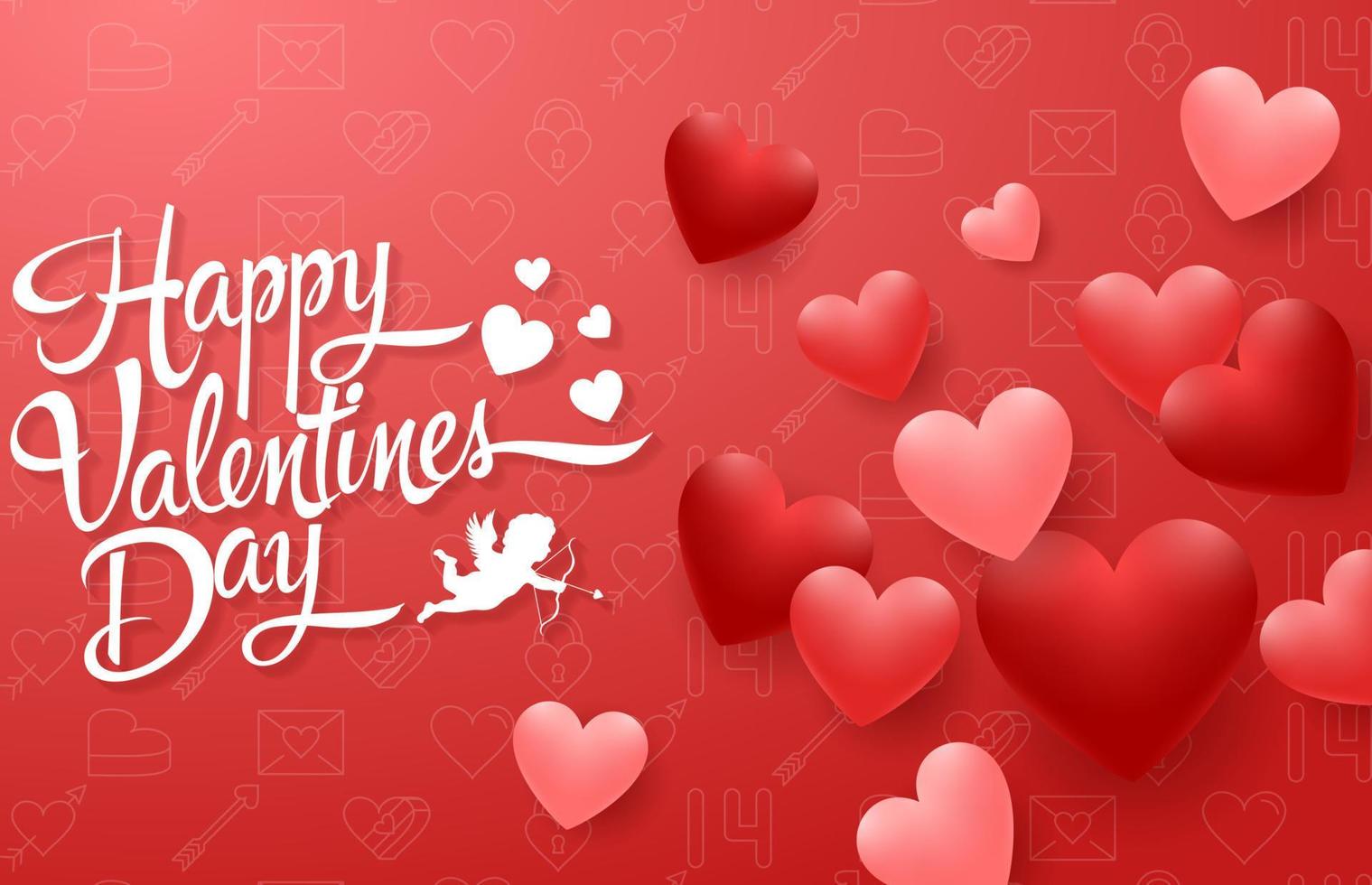 Happy valentines day background with red heart vector