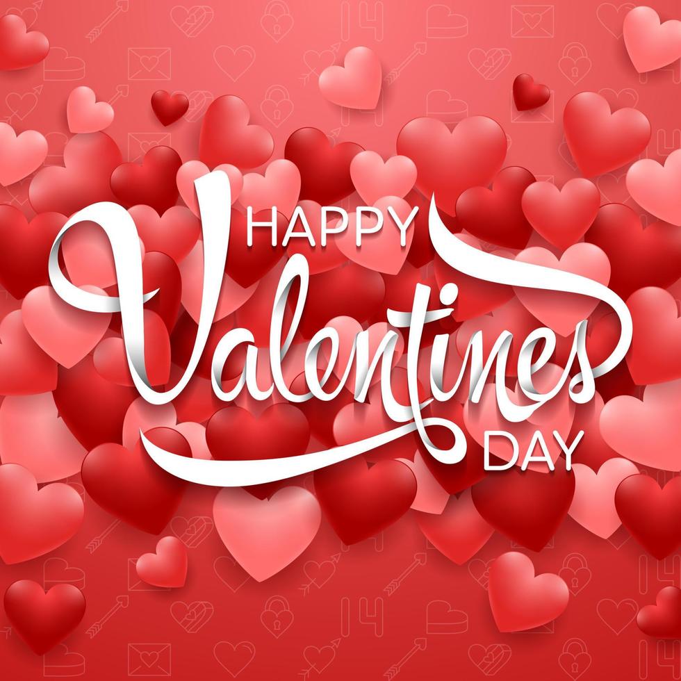 Happy valentines day background with red heart vector