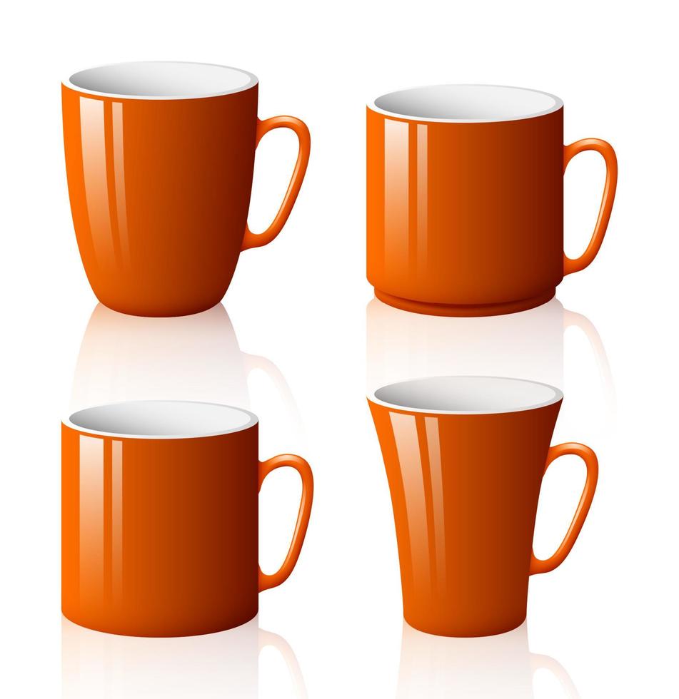 Set of brown cups isolated on white background vector