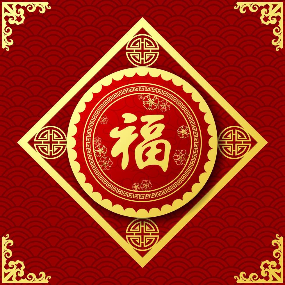 Happy Chinese New Year card with Chinese Translation, year of the dog vector