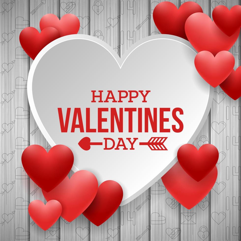 Happy valentines day background with red heart vector