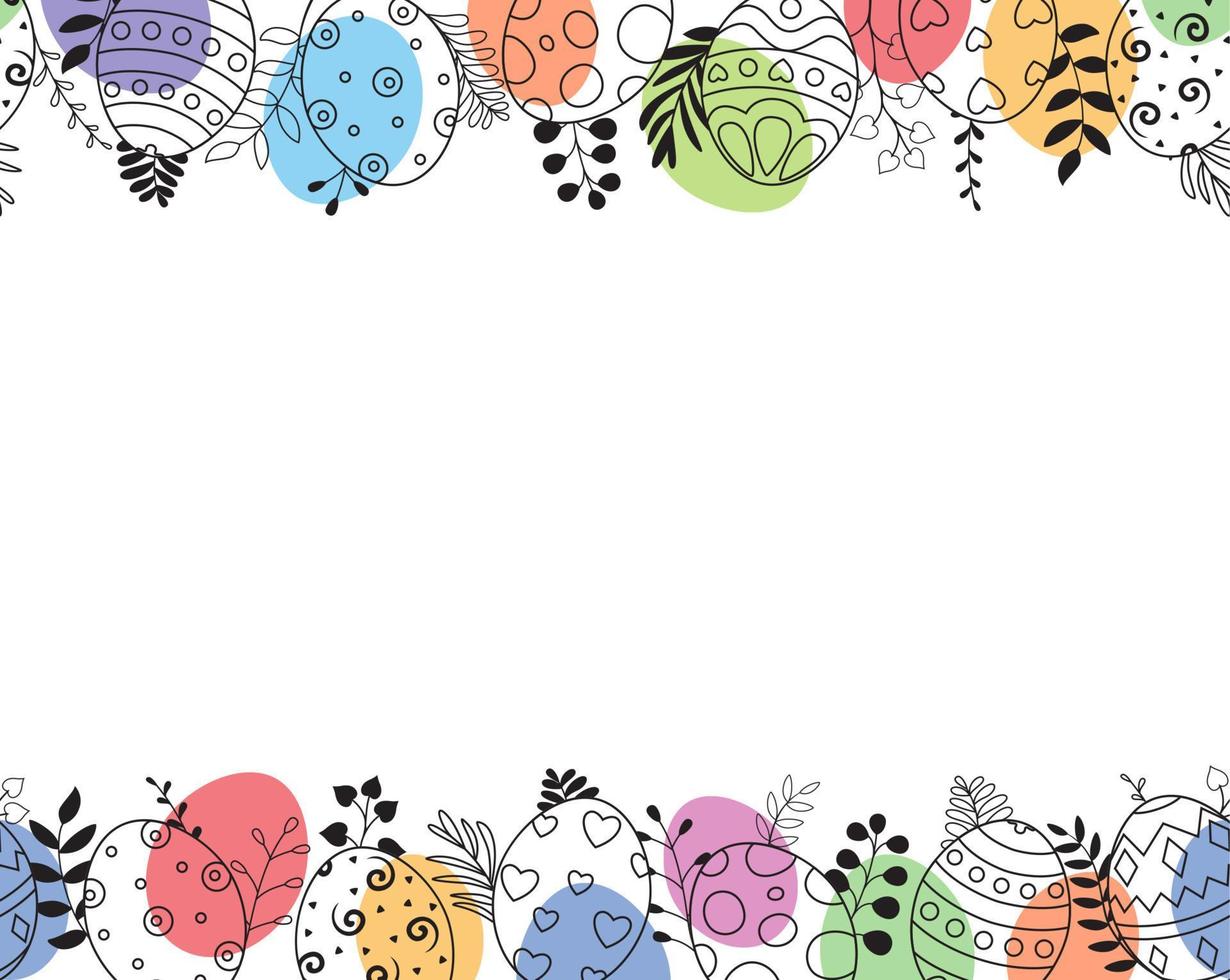 Doodle of easter eggs set collection with ornaments and colored eggs on white background vector