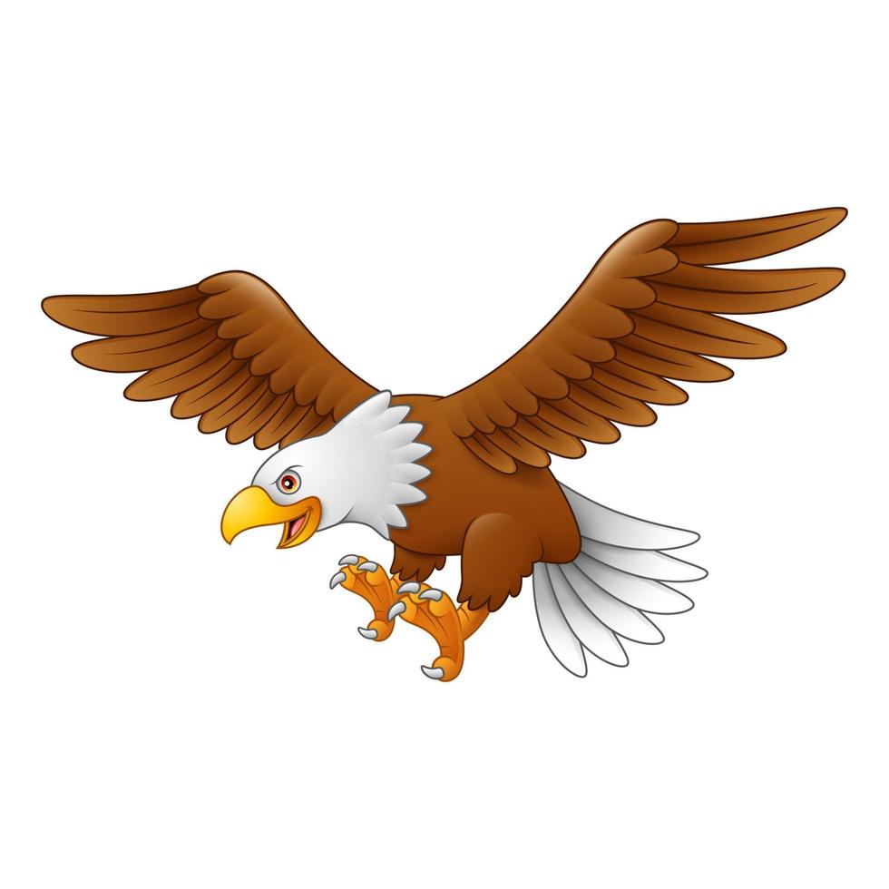 caricatura, águila, vuelo vector