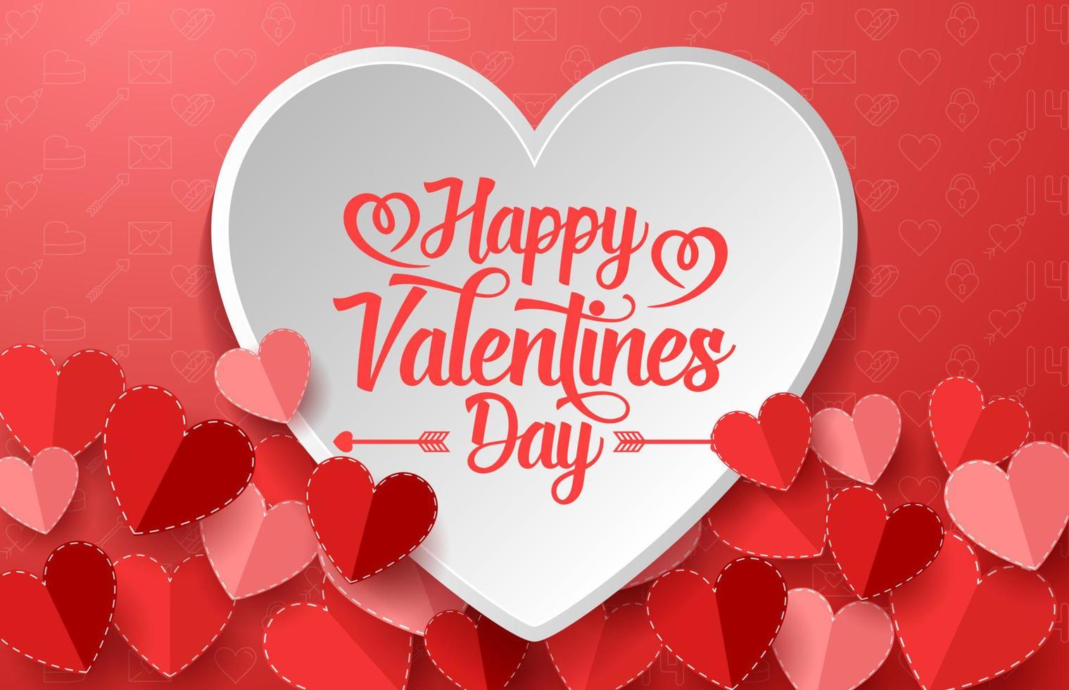 Happy valentines day background with red heart vector