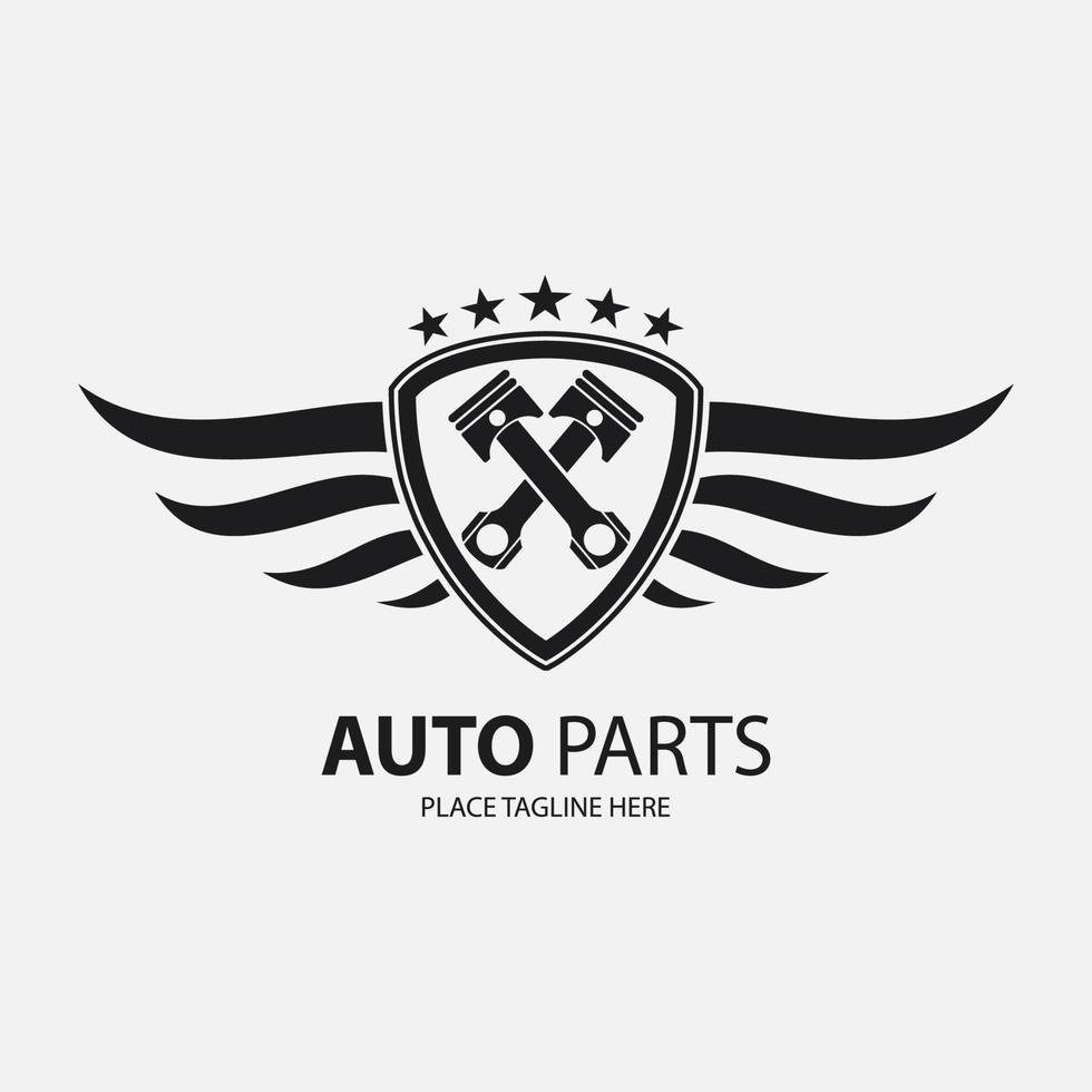Auto parts icon and winged wheel. vector illustration