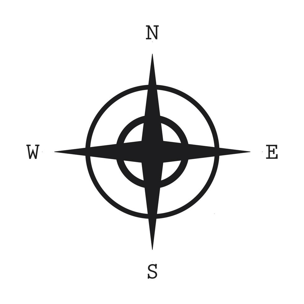 brújula gris simple icono plano vector