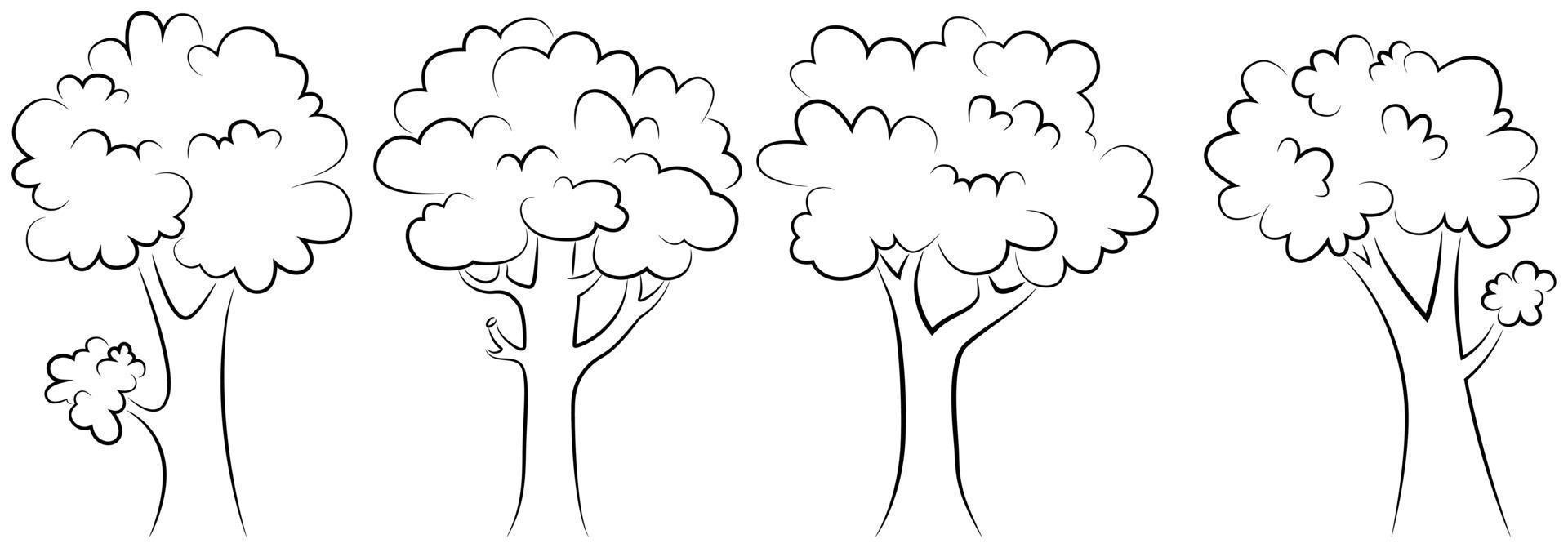 Set of trees outline on a white background vector