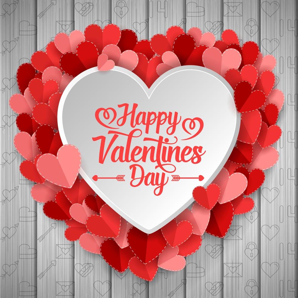 Happy valentines day background with red heart vector