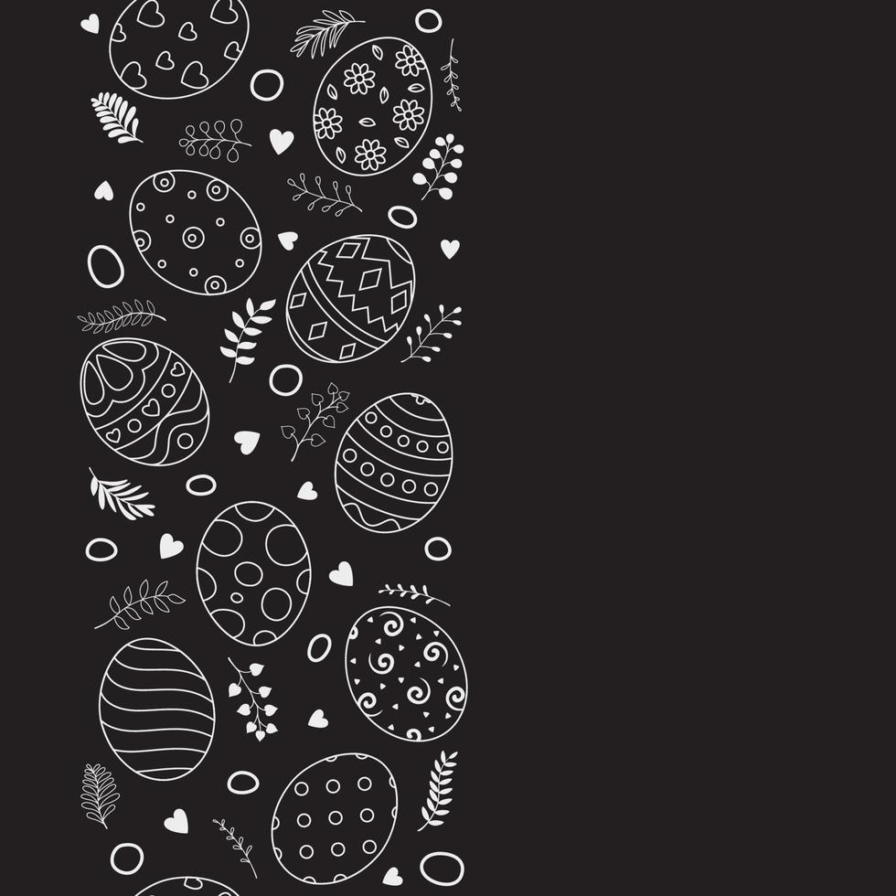 Doodle of easter eggs set collection on black background vector