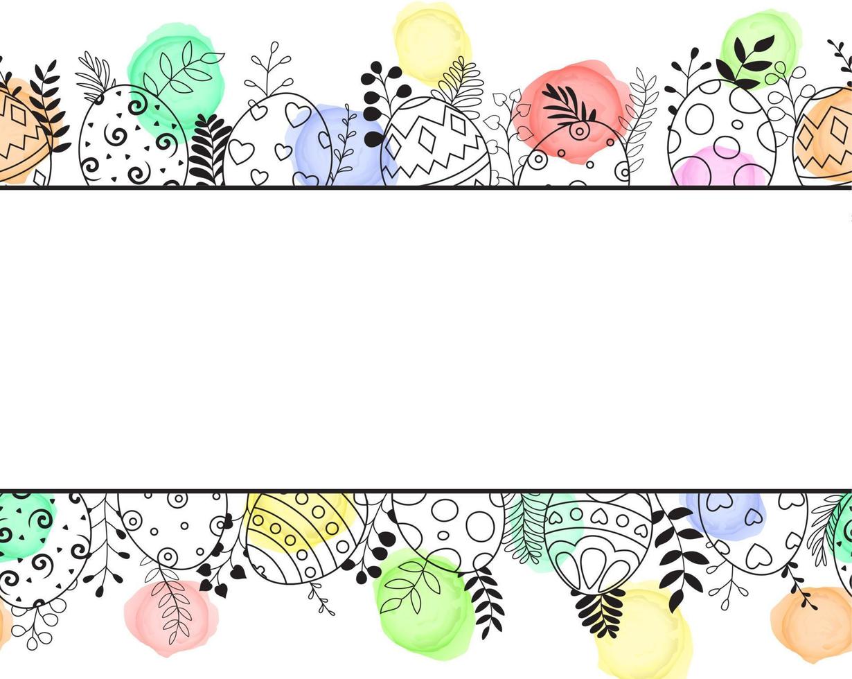 Doodle of easter eggs set collection with ornaments and colored eggs on white background vector