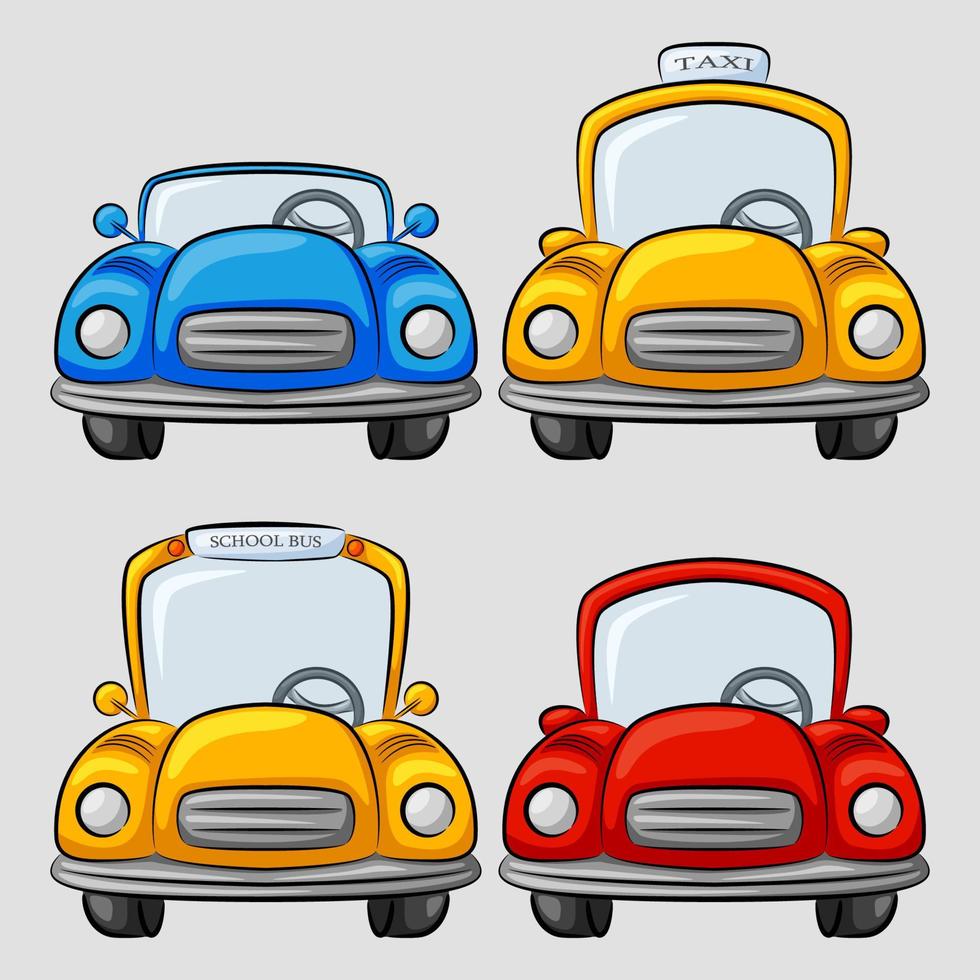 Cartoon cars collection vector