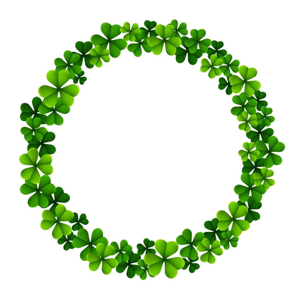 Circle frame with clover leaves for St. Patrick's day isolated on white background vector