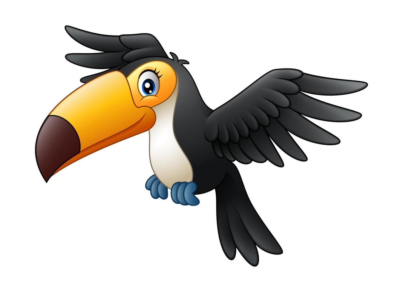 Cartoon funny toucan flying vector