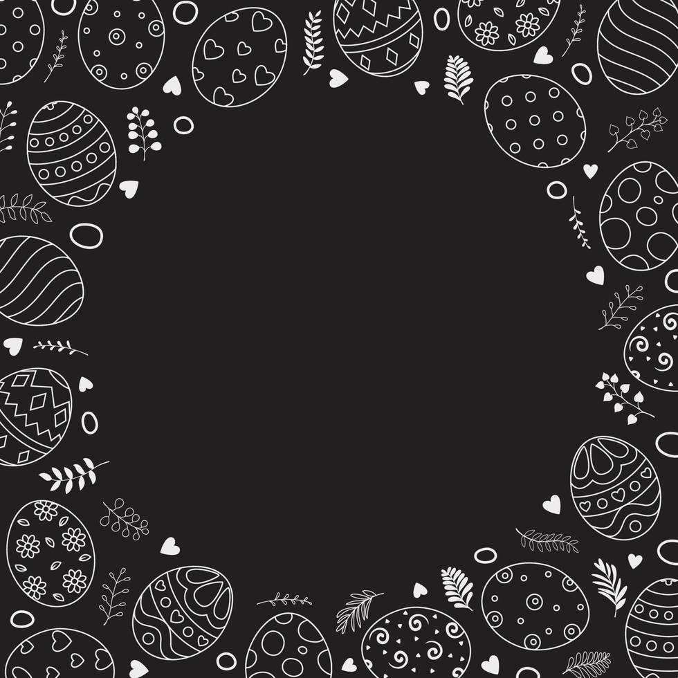 Doodle of easter eggs set collection on black background vector