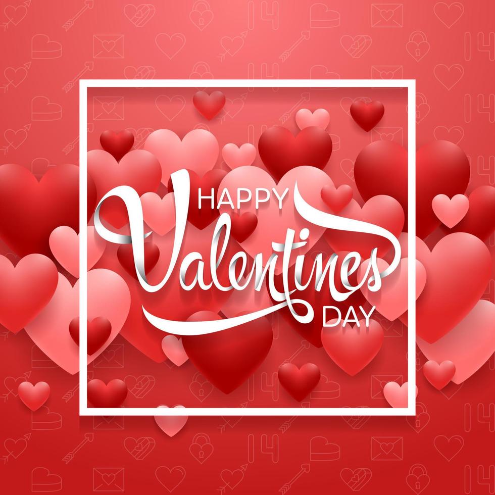 Happy valentines day background with red heart vector