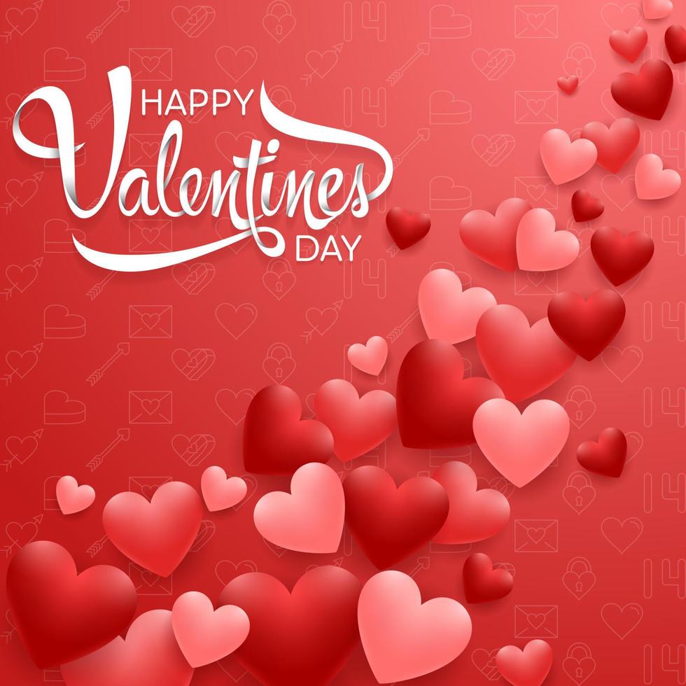 Happy valentines day background with red heart vector