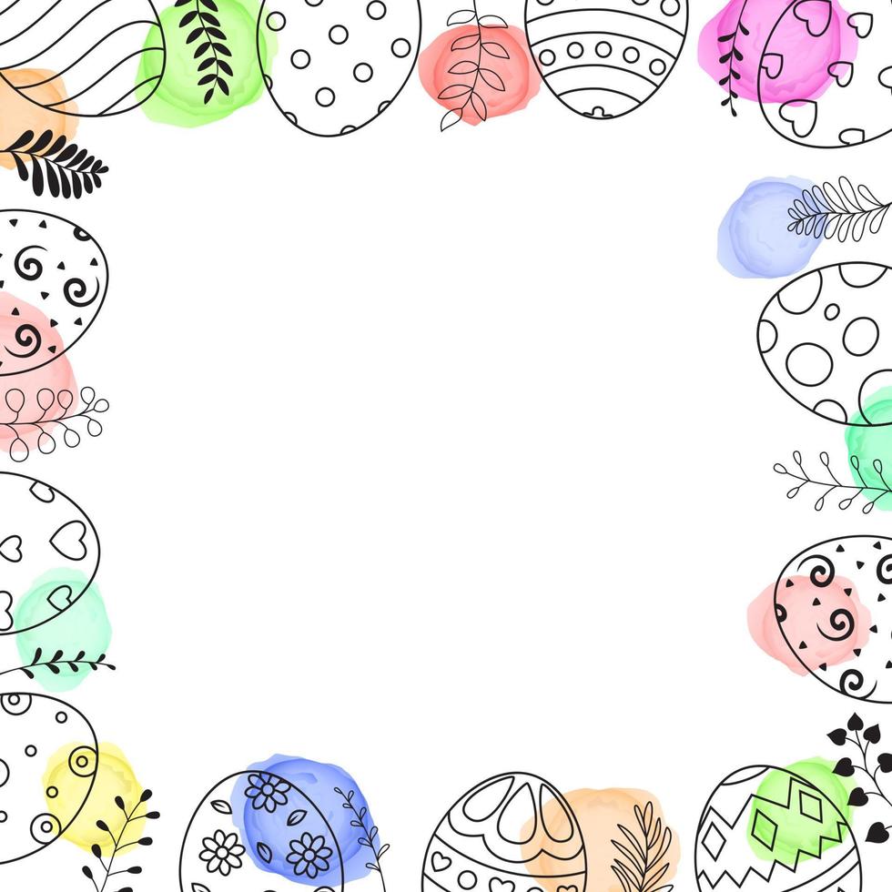 Doodle of easter eggs set collection with ornaments and colored eggs on white background vector