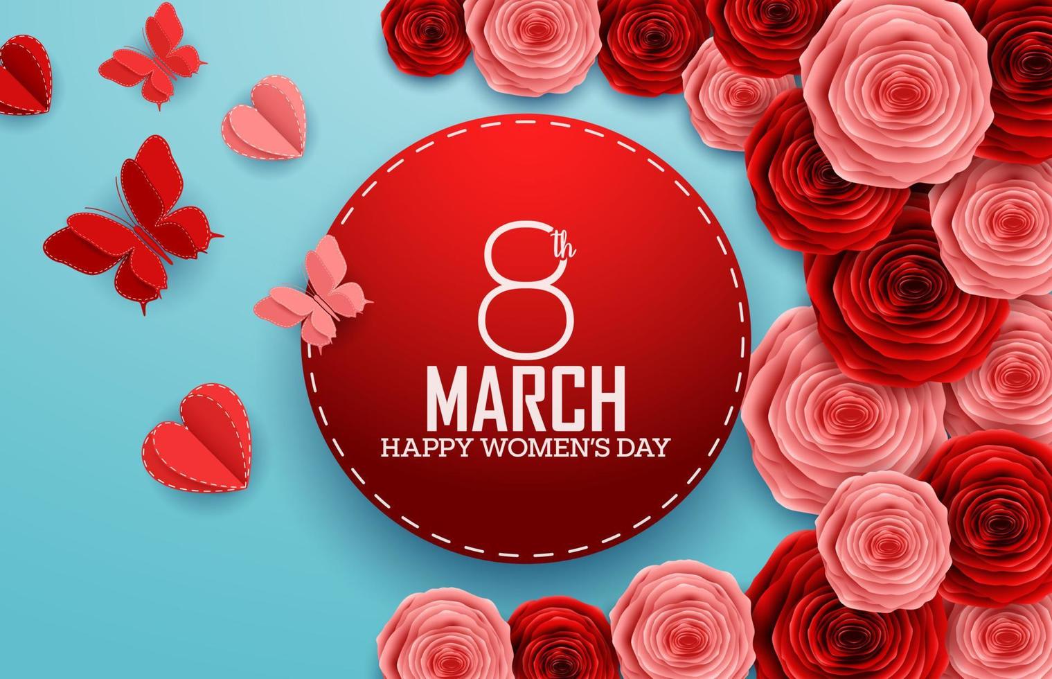 International Happy Women's Day. Square Frame Luxury for space for text on blue background vector