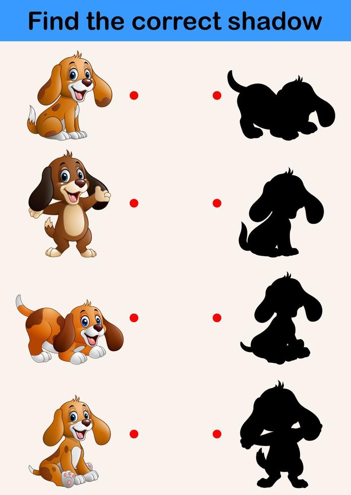 Find correct shadow. Funny little dog collections vector