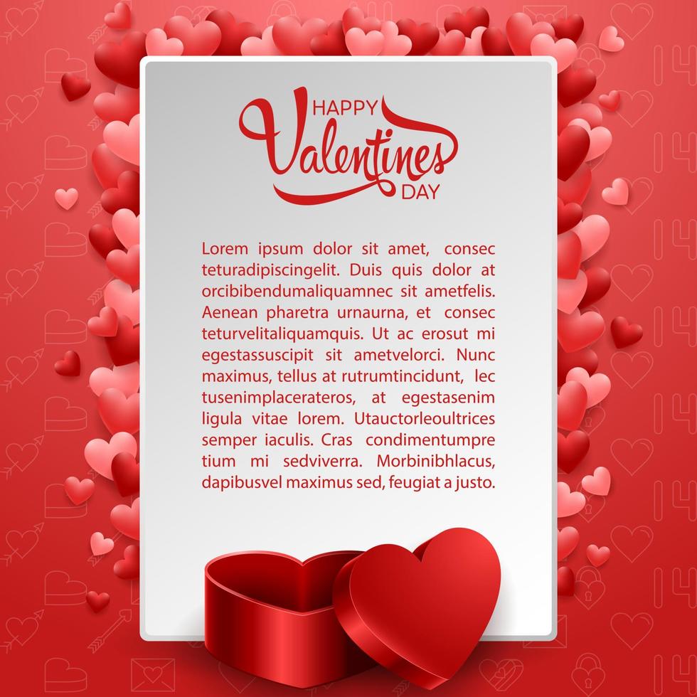 Happy valentines day background with red heart vector