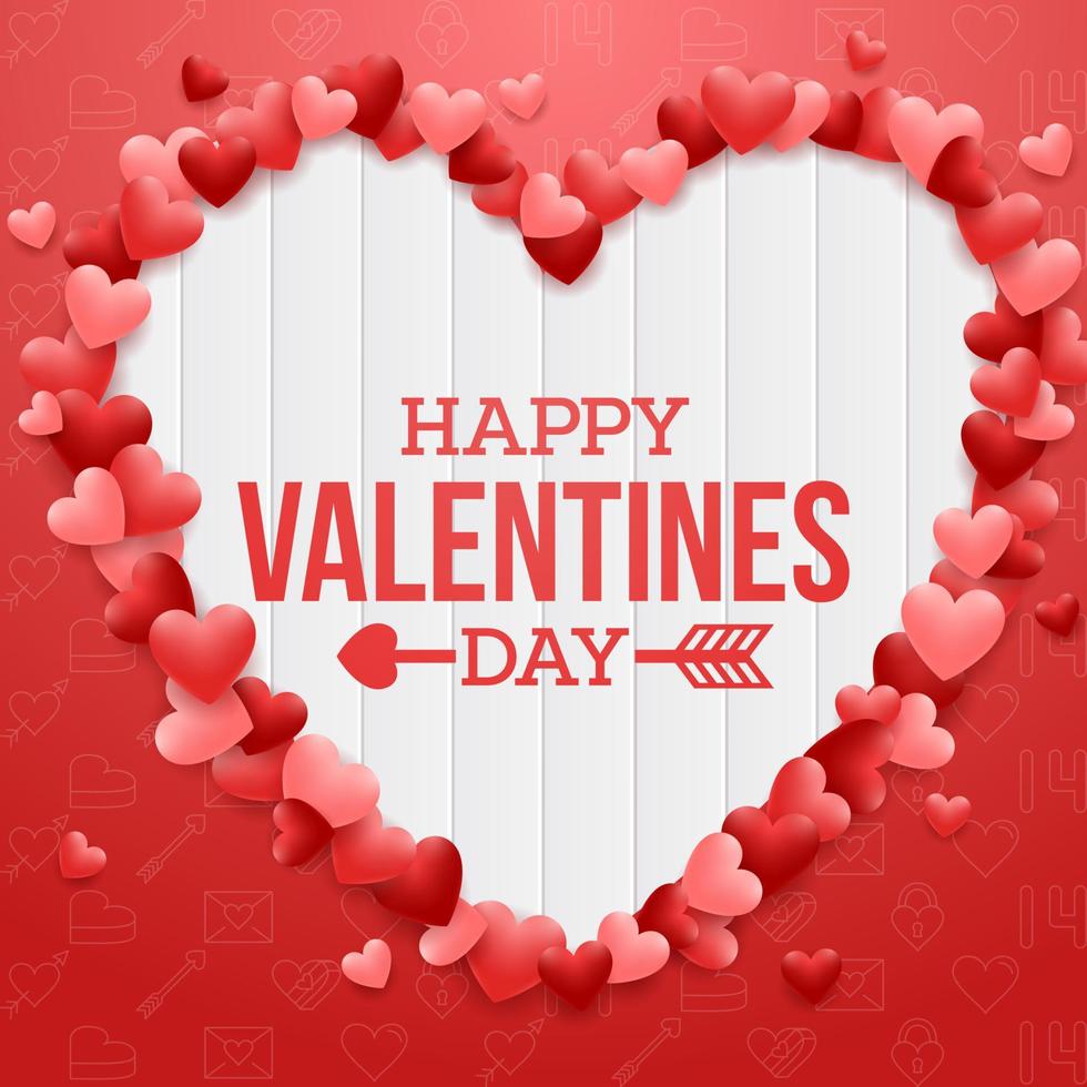 Happy valentines day background with red heart vector