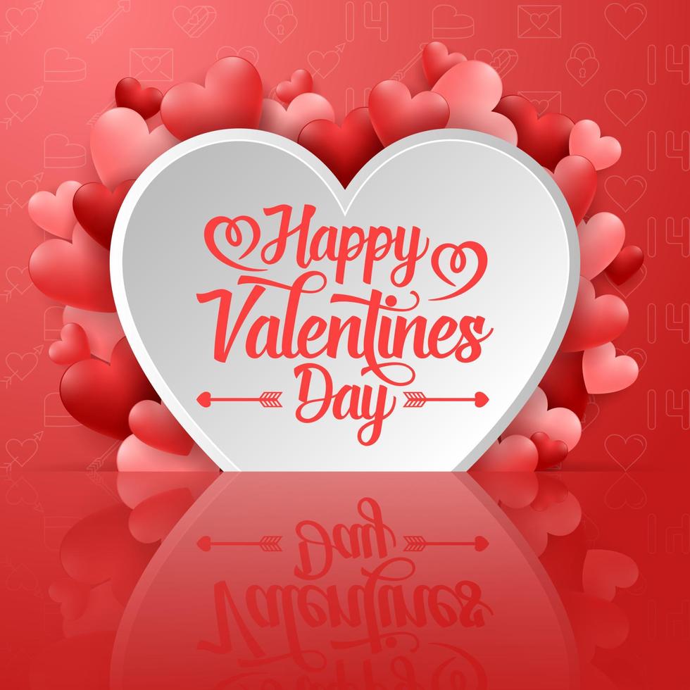 Happy valentines day background with red heart vector