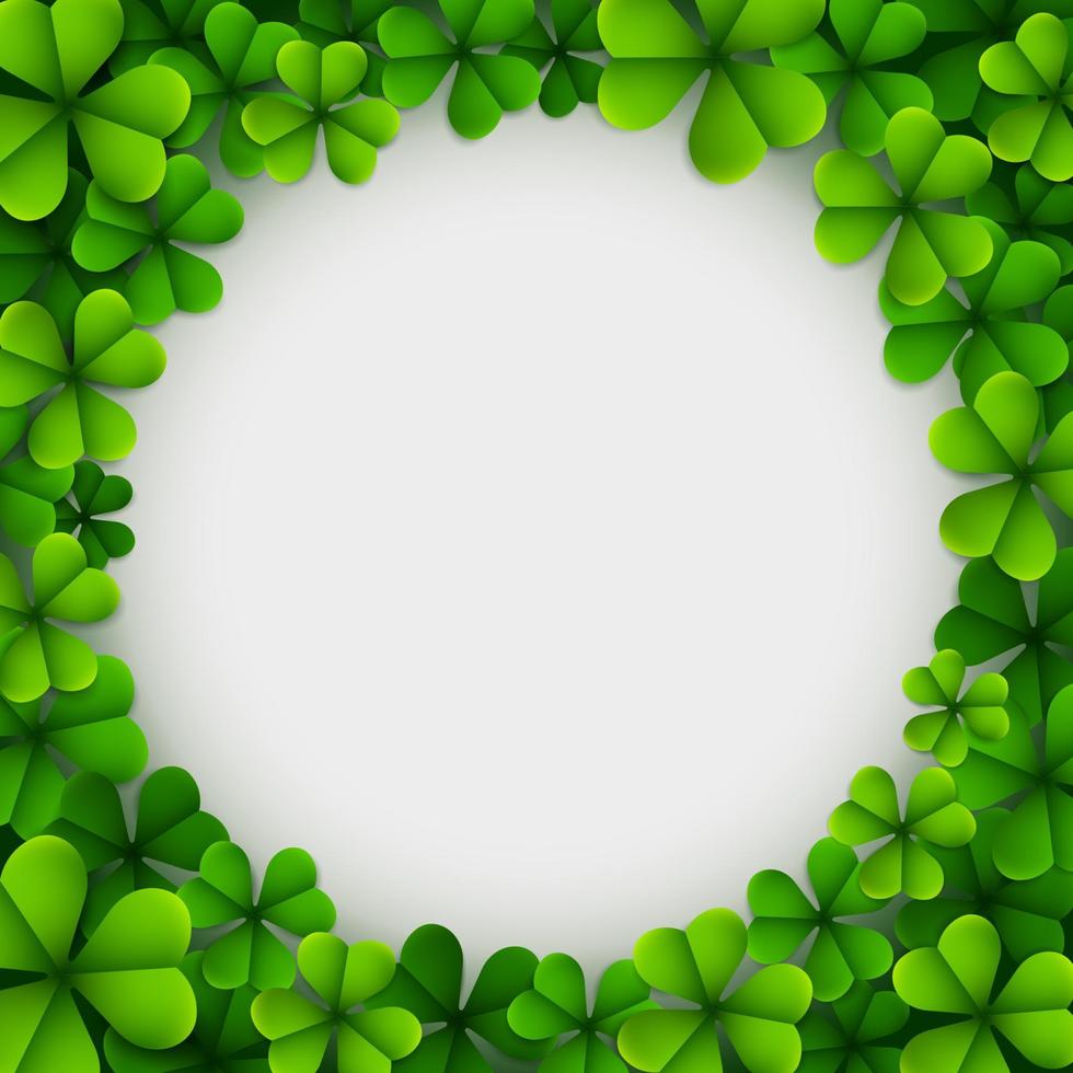 Clover leaves background with round blank place for your text st Patrick's day greeting card vector