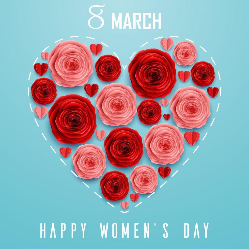 International Happy Women's Day. Square Frame Luxury for space for text on blue background vector