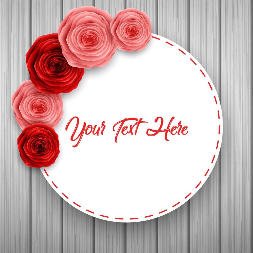 tarjeta de felicitación del día internacional de la mujer feliz con flores de rosas y espacio de papel blanco para texto sobre fondo de madera vector