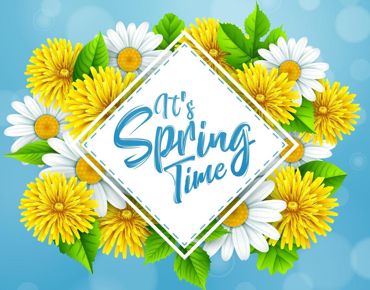 Spring background with several flower wreath. vector illustration